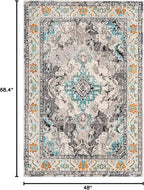 SAFAVIEH Monaco Collection Accent Rug - 4' x 5'7", Grey & Light Blue, Medallion Distressed Design, Non-Shedding & Easy Care, Ideal for High Traffic Areas in Entryway, Living Room, Bedroom (MNC243G)