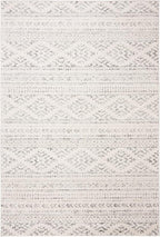 SAFAVIEH Area Rug 6x9 - Tulum Collection - Ivory & Grey, Moroccan Boho Tribal Design, Non-Shedding & Easy to Clean, Ideal for Living Room, Bedroom, Dining Space (TUL272A)