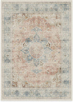 RUGGABLE Washable Vintage Area Rug – Sarrah Coral 5x7, Stain-Resistant, Non-Slip – Medium Machine Washable Rugs for Living Room, Bedroom, Hallway, Entryway & Office–with Cushioned Pad
