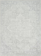 Nourison Home Astra Machine Washable Grey 6'7" x 9' Area Rug - Easy Clean, Non Shedding, Bed Room, Living Room, Dining Room, Kitchen (7' x 9')