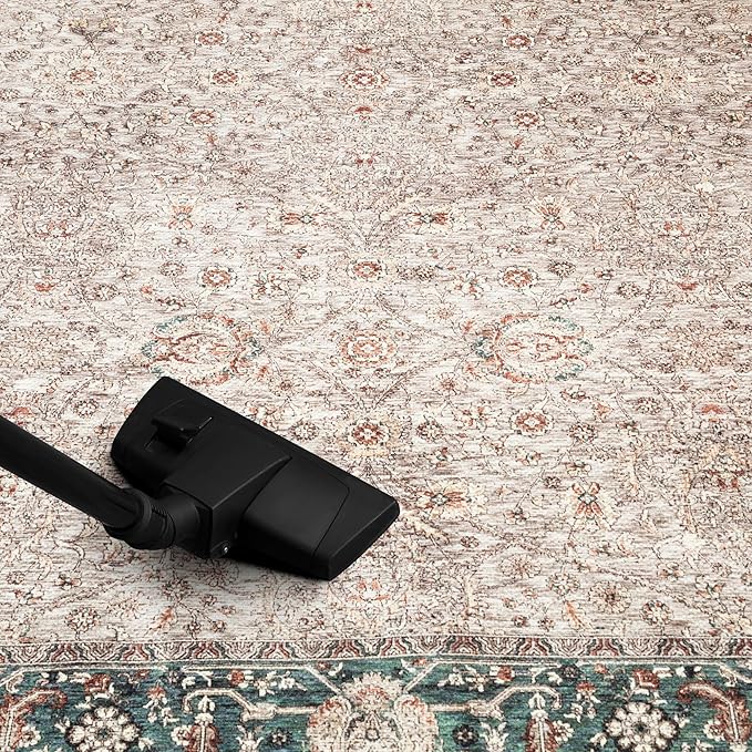 Keen Home Design 8x10 Rug - Machine Washable Area Rug with Non-Slip Backing, Ideal for Living Room, Dining Room, Bedroom - Vintage, Easy Clean, Durable, Low Pile - (8' x 10')