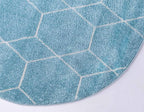 Unique Loom Trellis Frieze Collection Area Rug - Geometric (4' 1" Round, Light Blue/ Ivory)