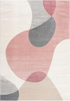 Abani Rugs Cream and Pink 6 ft. X 9 ft. Contemporary mid-Century Rug with Beige and Pink Geometric Circle. Minimalistic Design Rectangular Area Rug. Turkish Stain Resistant Area Rug.