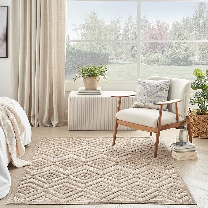 Nourison Home Versatile Natural Beige 4' x 6' Area Rug - Easy Clean, Non Shedding, Bed Room, Living Room, Dining Room, Kitchen (4' x 6')