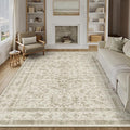 Taupe 6x9 Area Rug Vintage Washable Living Room Carpet Non Slip Bedroom Indoor Office Low Pile Large Traditional Distressed Retro Accent Rug for Dining Room Bathroom Kitchen