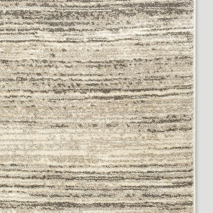 Well Woven Custom Size Hallway & Stair Runner- Harlow Delphi Cream Beige 31 Inches Wide x 18 Feet Long Runner (31" x 18') Runner Rug - Modern Stripes Pattern, Ultra-Soft, Easy-Clean