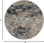 Unique Loom Trellis Frieze Collection Area Rug - Geometric (6' Round, Blue Multi/ Ivory)