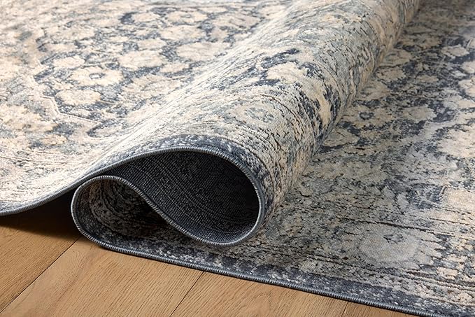 Loloi Teagan Collection TEA-01 Denim/Mist 2'-8" x 13' Runner Rug, Large, Soft Neutral Rug, High-Traffic for Living Room, Bedroom, Home Office, Dining Area