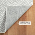 Dash and Albert Diamond Machine Washable Area Rug - 3' x 5' Platinum/White - Diamond Accent Rug - Anti-Slip Backing, Lightweight, Machine Washable, High Traffic Areas Kitchen, Mudroom, Laundry Room