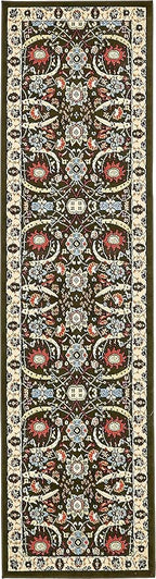 Unique Loom Espahan Collection Area Rug - Cape Cod (2' 7" x 10' Runner, Green/ Black)