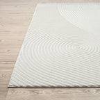 Abani Cream Area Rug 12' x 15' for Living Room, Bedroom, Dining Room - Zen Reiki Circles Pattern - Durable & East to Clean