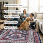 Fame Rugs Turkish Rug. Washable Vintage Oriental Antique Inspired Traditional Doormat Small Modern Area Rugs Luxury Entryway Entry Bedroom Bathroom Kitchen (400RN, 2'5 x 5')
