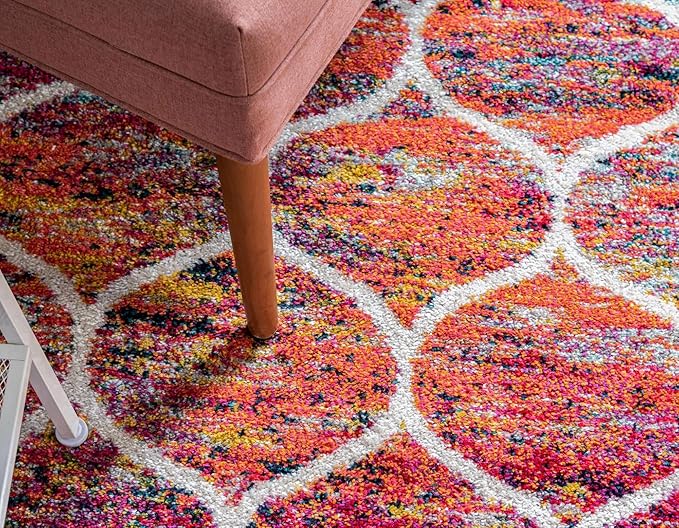 Rugs.com Lattice Frieze Collection Rug – 2' x 4' Runner Multi Medium Rug Perfect for Living Rooms, Large Dining Rooms, Open Floorplans