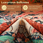 YJ.GWL Area Rugs for Living Room 6x9 Machine Washable Rugs, Non Slip Floral Vintage Rug Indoor Carpet, Stain Resistant Large Rug for Bedroom Dining Room, Red Blue Gradient Color