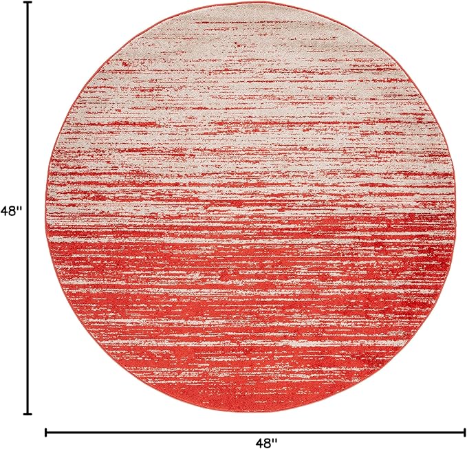 SAFAVIEH Adirondack Collection Area Rug - 4' Round, Orange & Grey, Modern Ombre Design, Non Shedding & Easy to Clean, Ideal for Living Room, Bedroom, Office, Dining Space (ADR113P)