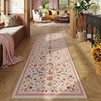 Vintage Medallion Floral Kitchen Runner 2x6, Machine Washable Rug, Soft Low Pile, Non-Slip Carpet for Hallways, Laundry, Bedroom, Bathroom, Entryway | Pink
