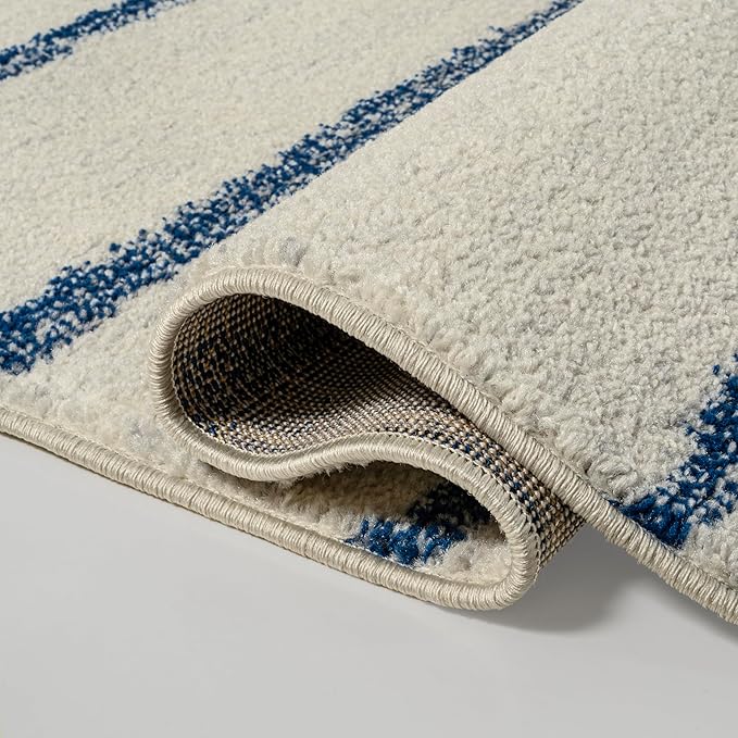 JONATHAN Y Williamsburg Minimalist Stripe Cream/Navy Indoor Area Rug, 5x8, Contemporary, Modern, Easy-Cleaning for Living Room, Bedroom, Kitchen, Pet Friendly, Non-Shedding (MOH201E-5)