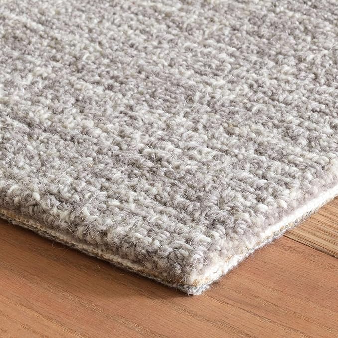 Dash and Albert Crosshatch Wool Area Rug - 2.5' x 8' Runner Dove Grey Solid Hand Micro Hooked Accent Rug - Durable, High Traffic Areas Bedroom, Hallway, Stairs