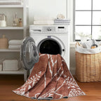 ReaLife Rugs Machine Washable Area Rug - Living Room Bedroom Bathroom Kitchen Entryway Office - Non Slip Low Pile Stain Resistant Premium - Moroccan Diamond Tribal - Jax - Orange 6' Round