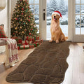Large Dog Door Mat for Muddy Paws, 22x47 Absorbent Dirt Trapper Long Door Mat, Non-Slip Washable Mud Mat for Dogs, Polyester Microfiber Soft Pet Rug Mat for Entryway, Mud Dog Paws, Patio (Brown)