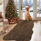 Large Dog Door Mat for Muddy Paws, 22x47 Absorbent Dirt Trapper Long Door Mat, Non-Slip Washable Mud Mat for Dogs, Polyester Microfiber Soft Pet Rug Mat for Entryway, Mud Dog Paws, Patio (Brown)