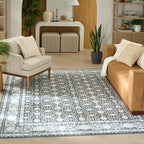 Nourison Home Grace Blue 5'3" x 7'3" Area Rug - Easy Clean, Non Shedding, Bed Room, Living Room, Dining Room, Kitchen (5' x 7')