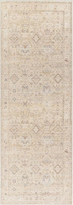 Hauteloom Nakia Bohemian Vintage Medallion Area Rug - Damask Floral Fade Look Carpet for Living Room, Farmhouse - Ivory, Cream, Medium Brown - 5'3" x 7' (5x7 Area Rug)
