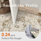 Brown Hallway Runner Rug 2x8 Vintage Washable Distressed Area Carpet Kitchen Indoor Non Slip Long Traditional Medallion Retro Accent Throw Rug for Bedroom Laundry Office Dining Living Room