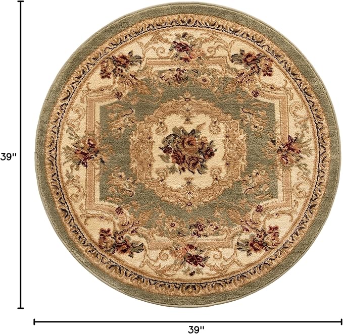 Rugs.com Chateau Collection Rug - 3 Ft Round Green Medium Pile Rug