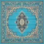 Unique Loom Reza Collection Traditional Persian Style Area Rug, 8' 0" x 8' 0", Turquoise/Ivory