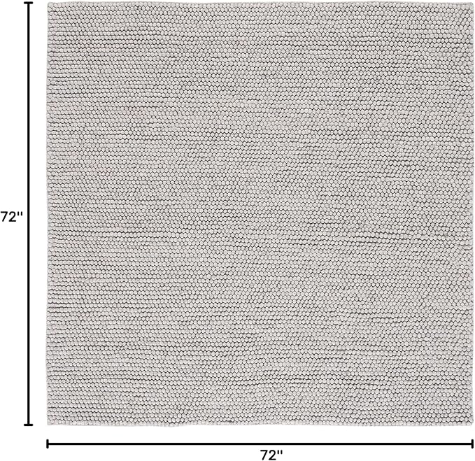 SAFAVIEH Natura Collection Area Rug - 6' Square, Silver, Handmade Wool Blend, Textured Design, Ideal for Living Room, Bedroom, Dining Space (NAT620C)