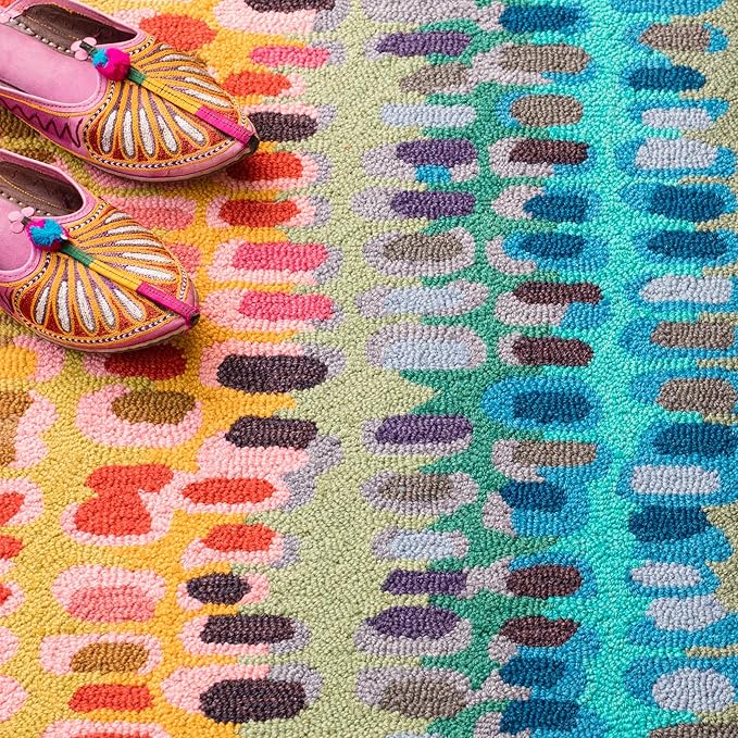 Dash & Albert Paint Chip Stone Hand Micro Hooked Wool Rug, 8.5 X 11.5 Feet, Multicolored Geometric Pattern