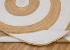 2.6x24 Oval Kilim Jute Runner – Hand Braided Jute Rug, Handmade Boho Flatweave, Solid White Beige Oval Carpet, 0.27" Thick for Hallway, Entryway, Indoor Outdoor Corridor