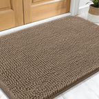 OLANLY Dog Door Mat for Muddy Paws 30x20, Absorbs Moisture and Dirt, Absorbent Non-Slip Washable Doormat, Quick Dry Chenille Mud Mat for Dogs, Entry Indoor Entryway Carpet for Inside Floor, Tan