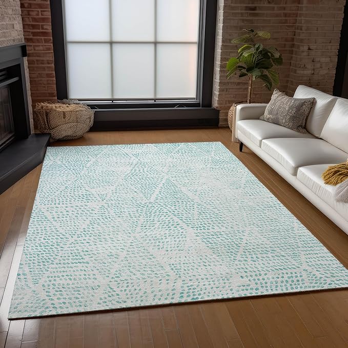 Addison Rugs Chantille ACN591 Aqua 3' x 5' Indoor Outdoor Area Rug, Easy Clean, Machine Washable, Non Shedding, Bedroom, Living Room, Dining Room, Kitchen, Patio Rug