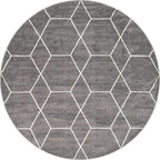 Unique Loom Trellis Frieze Collection Area Rug - Geometric (7' Round, Dark Gray/ Ivory)