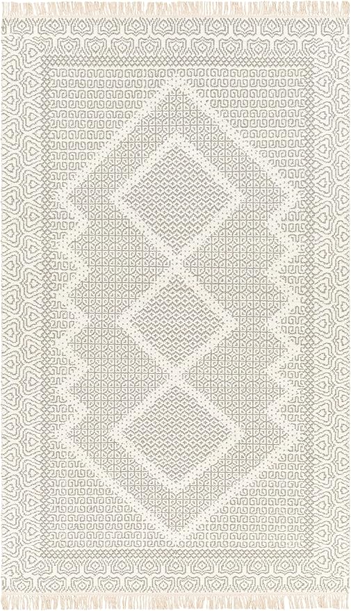 Mark&Day Wool Rugs, 5x7 Nishnabotny Cottage Light Gray Area Rug, Grey Beige Carpet for Living Room, Bedroom or Kitchen (5' x 7'6")
