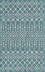 Unique Loom Outdoor Trellis Collection Area Rug - Tribal Trellis (3' 3" x 5' 3" Rectangle, Teal/ Ivory)