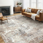 5x8 Area Rug Living Room: Machine Washable Large Abstract Soft Rugs Stain Resistant Indoor Floor Non Slip Accent Carpet for Bedroom Nursery Playroom Office Dining Room Dorm Home House- Brown