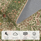 2x3 Floral Washable Area Rug for Entryway, Vintage Boho Rugs for Living Room Bedroom Dining Room, Botanical Birds Non Slip Low Pile Forest Animal Throw Carpet for Farmhouse Office, Retro Pink/Green