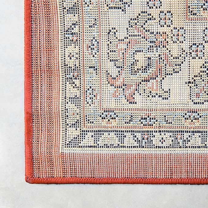 Unique Loom Sialk Hill Collection Area Rug - Washington (9' x 12' Rectangle Terracotta/Cream)