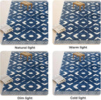 KILOCOCO Hallway Runner Rug 2.6'x16' Runners for Hallways Washable Runner Soft Non Slip Printed Geometric Low-Pile Rugs Runners for Bedroom Kitchen Living Room Boho Rugs, Blue