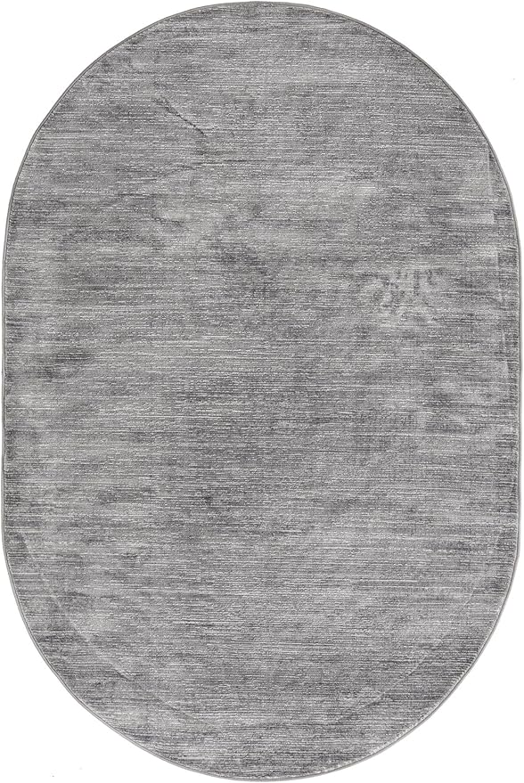 Unique Loom Finsbury Collection Area Rug - Kate (5' 3" x 8' Oval, Gray/ Ivory)