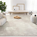 Abani Terra Cream 4' x 6' Area Rug for Living Room, Bedroom - Geometric Lines Pattern - Durable & Easy to Clean