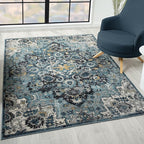 LUXE WEAVERS Moroccan Blue 6x9 Medallion Area Rug for Living Rooms