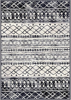 KUTA 6x9 Boho Area Rug for Living Room, Moroccan Washable Kitchen Rugs Non Slip, Black Navy Blue Ultra Soft Print Geometric Low-Pile Throw Carpet for Bedroom Nursery Dorm Decor