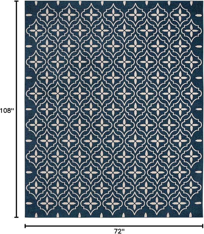 Nourison Home Nourison Essentials Navy Ivory 6' x 9' Area Rug - Easy Clean, Non Shedding, Bed Room, Living Room, Dining Room, Kitchen (6' x 9')