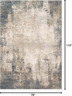 Loloi Teagan Collection TEA-08 Ivory/Mist 6'-7" x 9'-2" Area Rug, Large, Soft Neutral Rug, High-Traffic for Living Room, Bedroom, Home Office, Dining Area