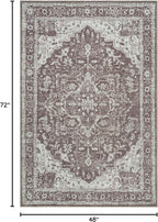 Bloom Rugs Washable Non-Slip 4' x 6' Rug - Dark Brown Traditional Medallion Area Rug for Living Room, Bedroom, Dining Room, and Kitchen - Exact Size: 4' x 6'