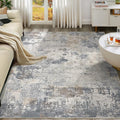 10x12 Area Rug Living Room Rugs - Washable Neutral Modern Abstract Soft Thin Large Rug Indoor Floor No Slip Rug Carpet for Bedroom Under Dining Table Home Office Decor - Blue Grey